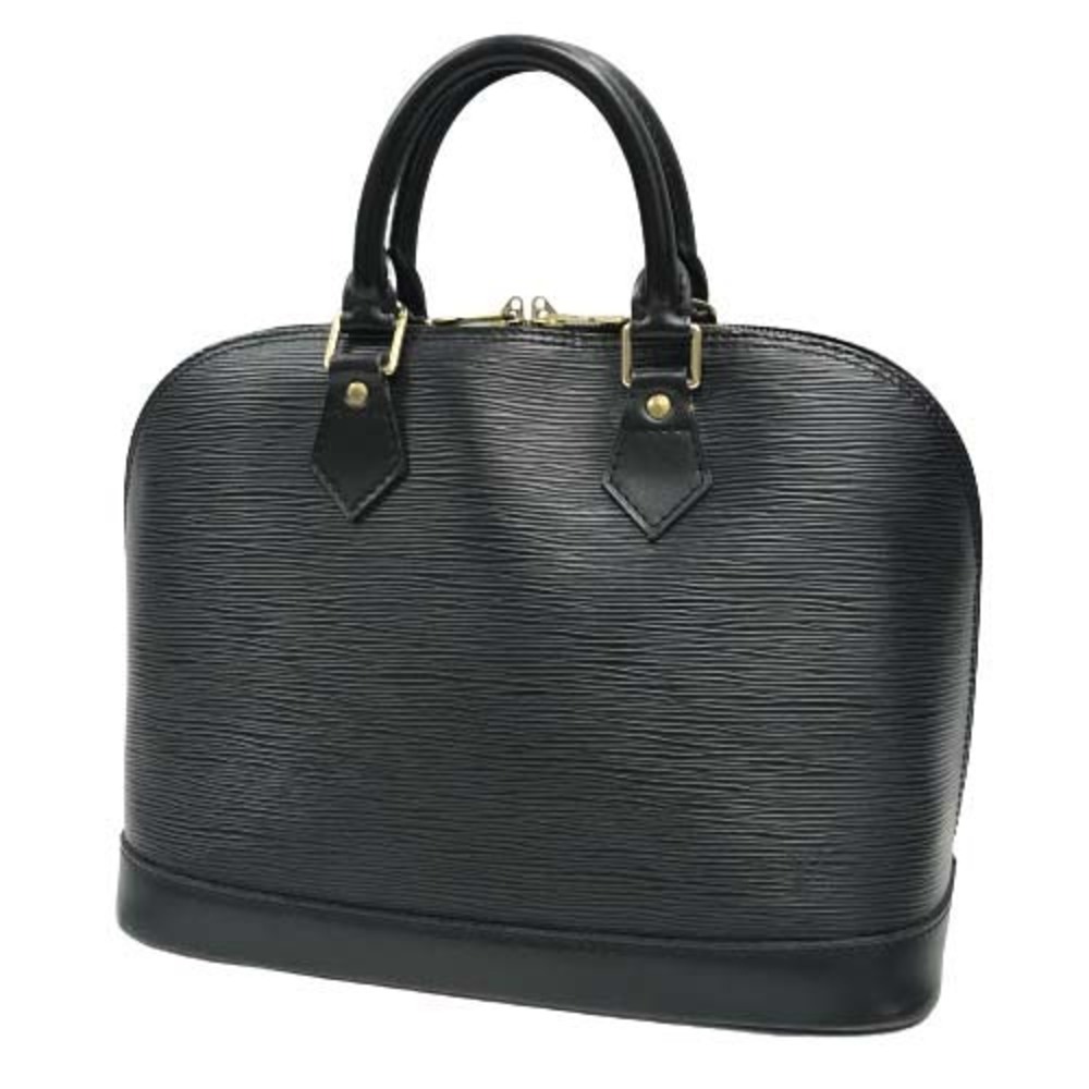 Louis Vuitton Alma Epi Noir Black Handbag Boston Bag Tote Black